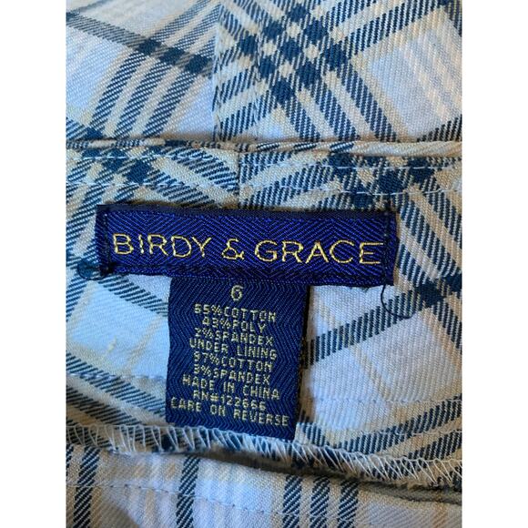 Birdy & Grace plaid skort blue and cream size 6 women's - Picture 2 of 7